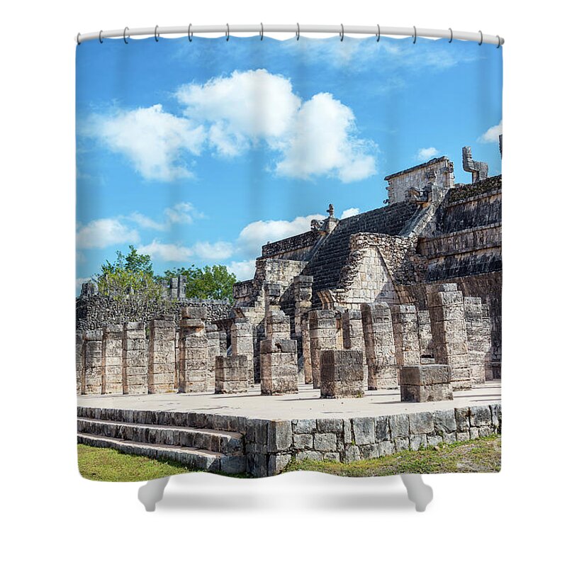 Chichen Itza Shower Curtain featuring the photograph Chichen Itza Temple of the Warriors by Jess Kraft