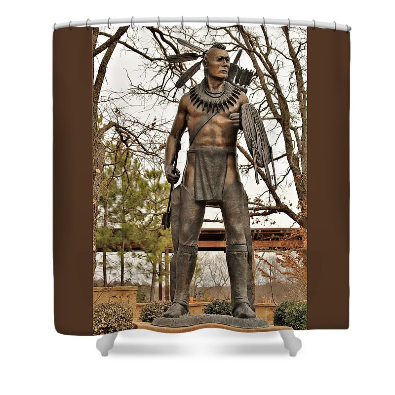 Statue Shower Curtain featuring the photograph Chickasaw Warrior by Sheila Brown