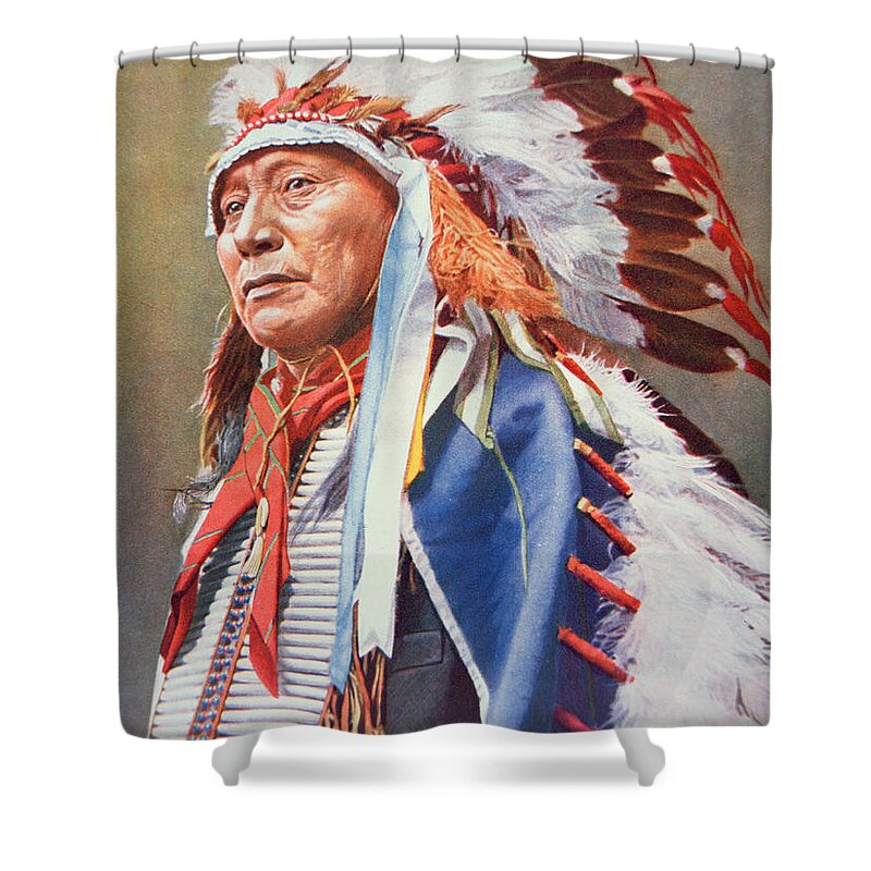 Chief Shower Curtain featuring the painting Chief Hollow Horn Bear by American School