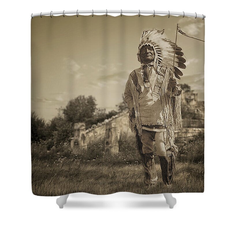 Chief Shower Curtain featuring the digital art Chief by Rick Mosher