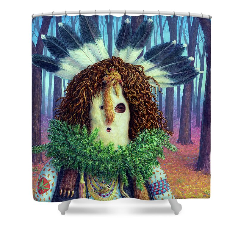 Chief Shower Curtain featuring the painting Chief's Hideout by James W Johnson
