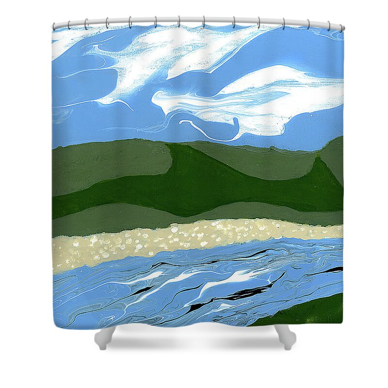 Abstract Shower Curtain featuring the painting Childhood by Matthew Mezo