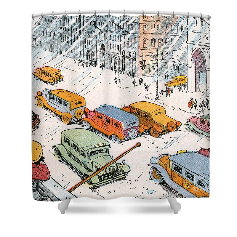 American City Scene Drawings Shower Curtains