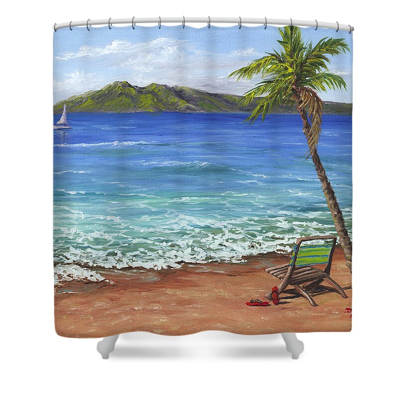 Darice Shower Curtain featuring the painting Chillaxing Maui Style by Darice Machel McGuire