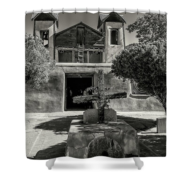 New Mexico Shower Curtain featuring the photograph Chimayo Church by Bill Roberts