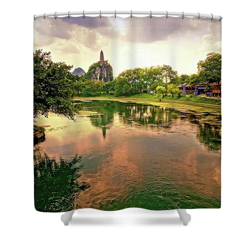 China Shower Curtain featuring the photograph China Guilin landscape scenery photography-1 by Artto Pan