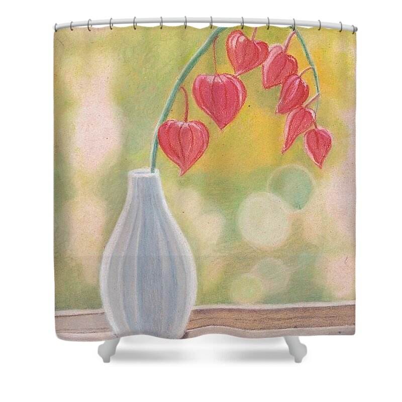 Chinese Lanterns Shower Curtain featuring the pastel Chinese Lanterns by Alexis King-Glandon
