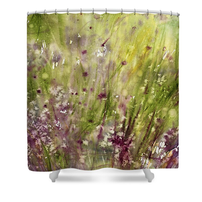 Flower Shower Curtain featuring the painting Chive Garden by Judith Levins