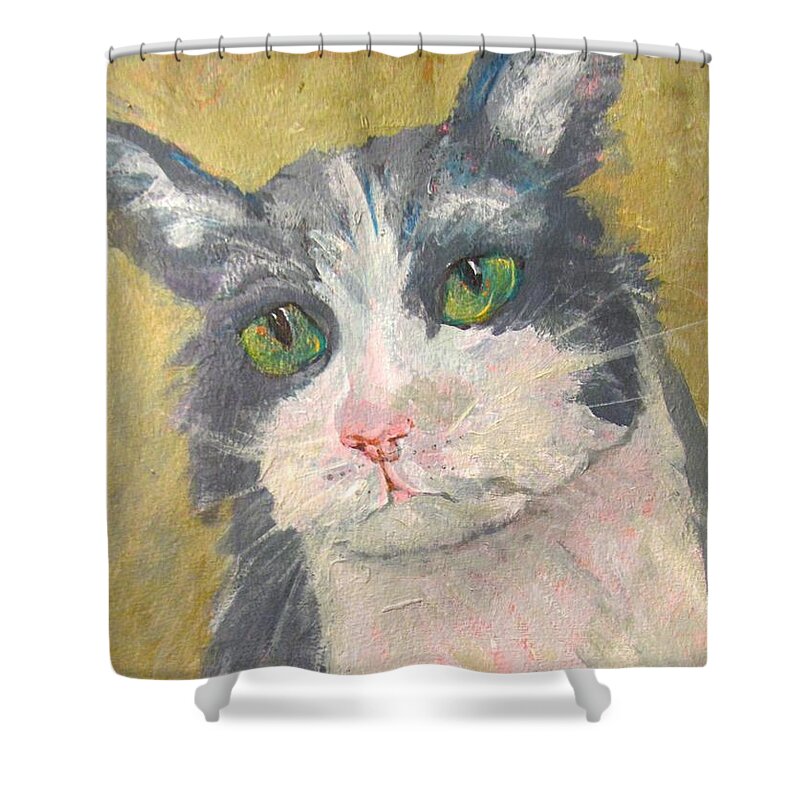 Cat Shower Curtain featuring the painting Chloe by Barbara O'Toole