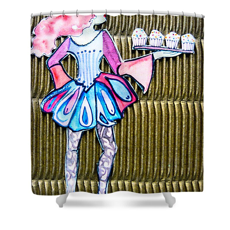Cupcake Shower Curtain featuring the painting Chloe by Marilyn Brooks