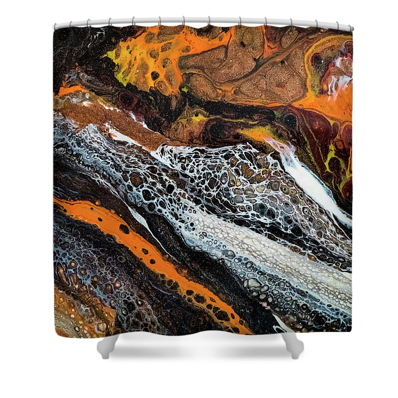 Contemporary Shower Curtain featuring the painting Chobezzo Abstract series 1 by Lilia S