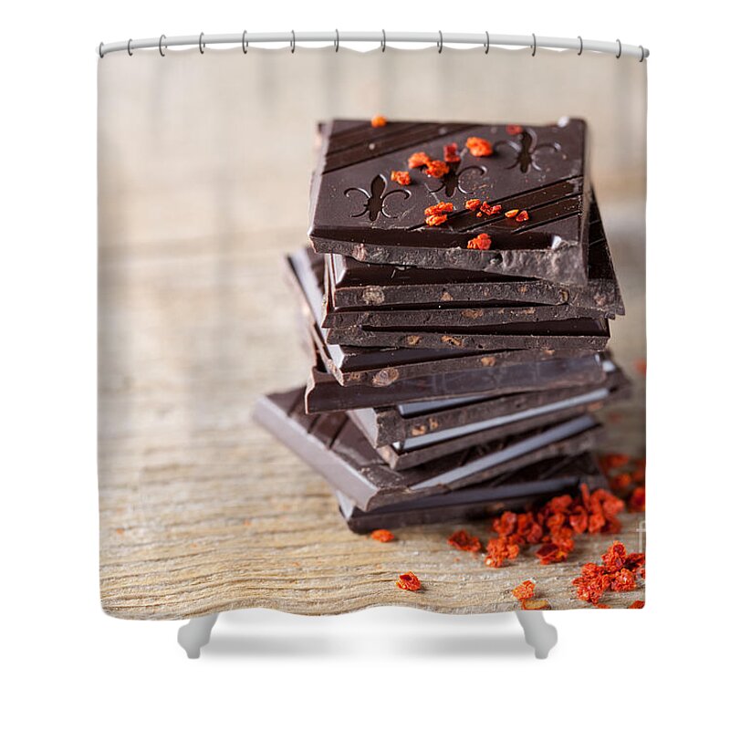 Chocolate Shower Curtain featuring the photograph Chocolate and Chili by Nailia Schwarz