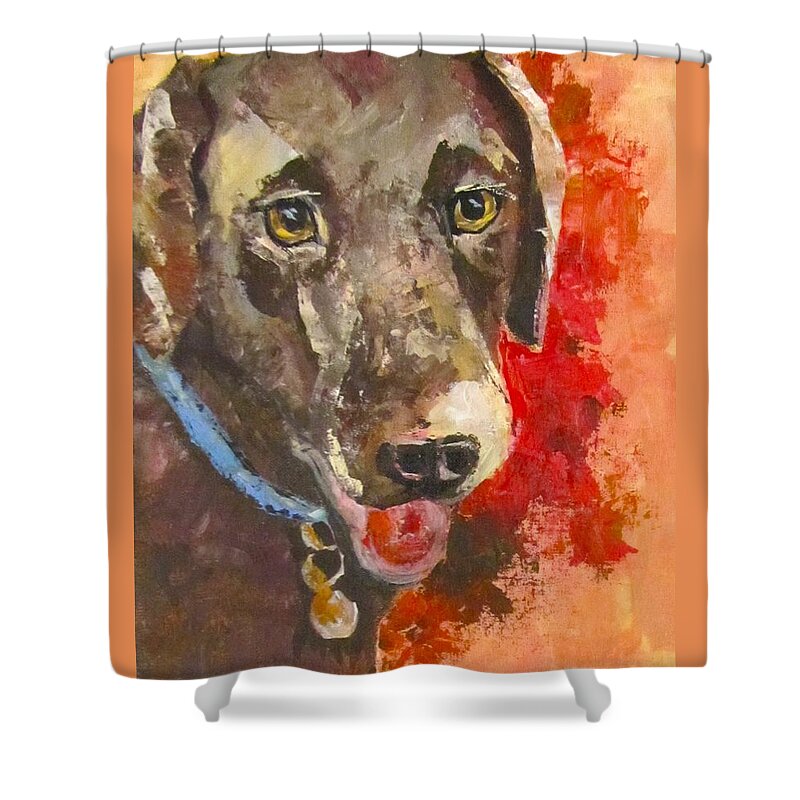 Dog Shower Curtain featuring the painting Chocolate by Barbara O'Toole