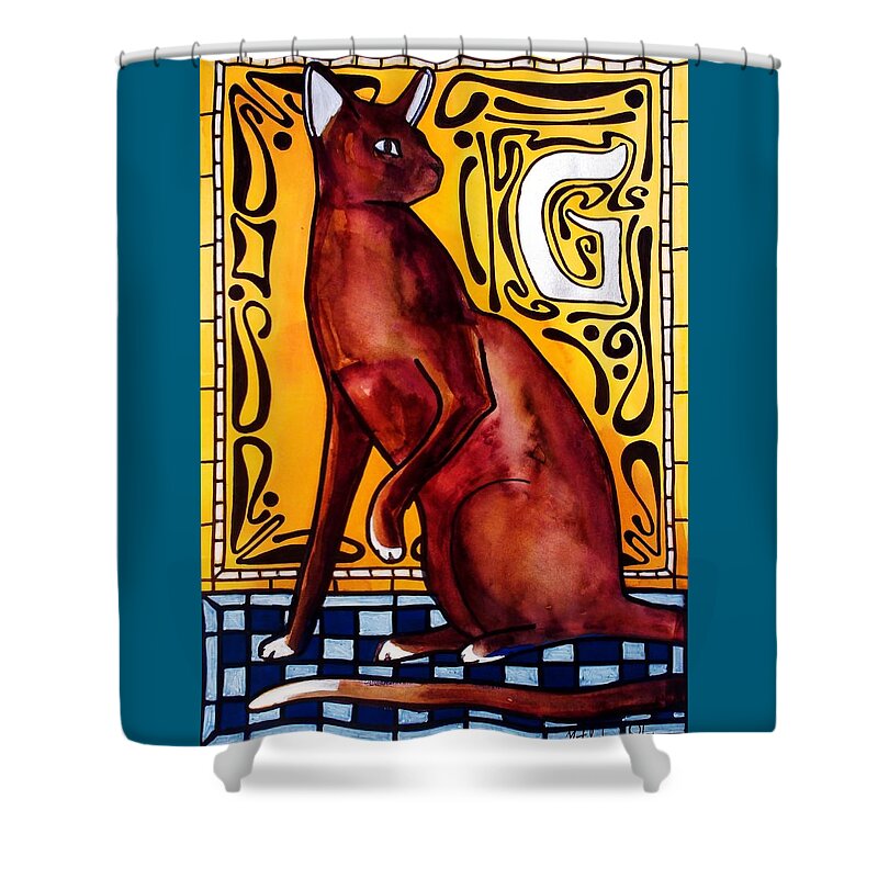Chocolate Delight Shower Curtain featuring the painting Chocolate Delight - Havana Brown Cat - Cat Art by Dora Hathazi Mendes by Dora Hathazi Mendes