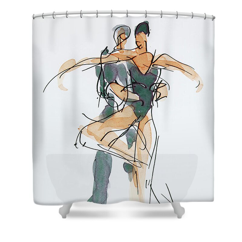 Choreographic Shower Curtain featuring the drawing Choreographic lesson at The Royal Ballet School 01 by Peregrine Roskilly