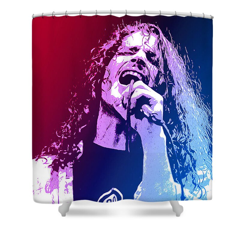 Tribute Shower Curtain featuring the mixed media Chris Cornell 326 by Greg Joens