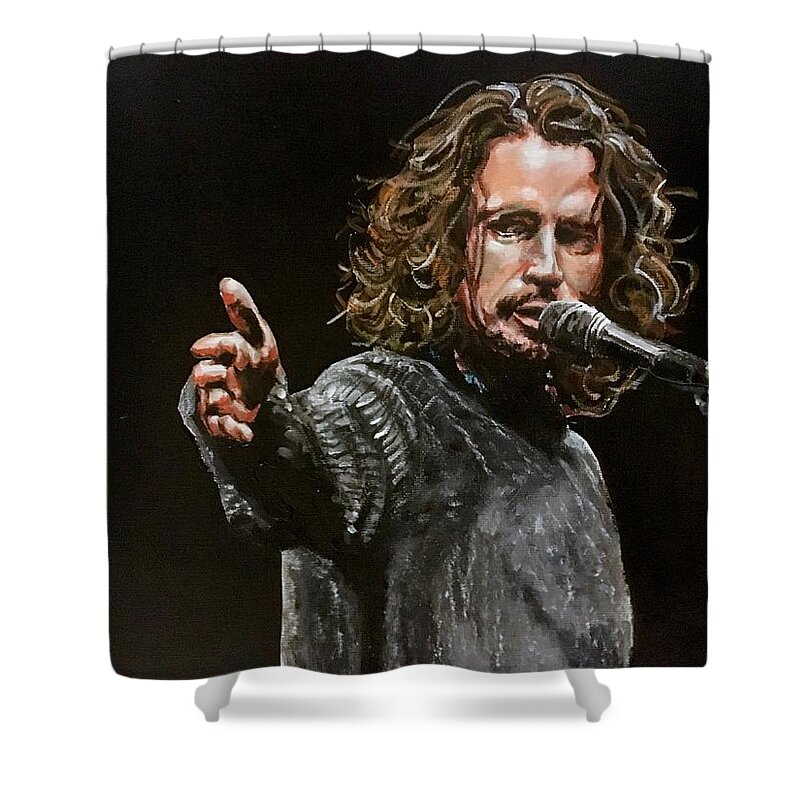 Chris Cornell Shower Curtain featuring the painting Chris Cornell by Joel Tesch