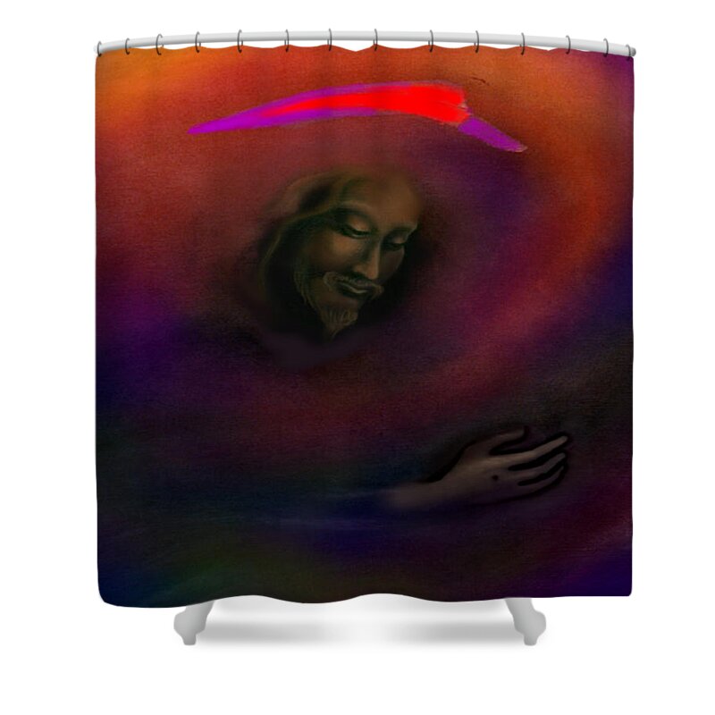 Jesus Shower Curtain featuring the painting Christ by Kevin Middleton