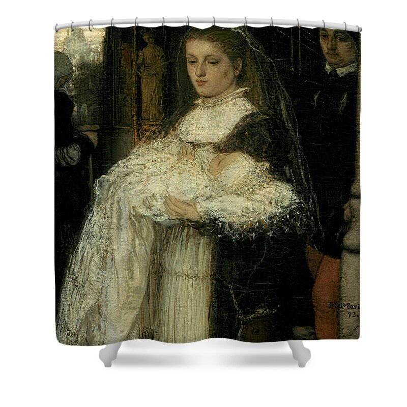Matthijs Maris Shower Curtain featuring the painting Christening Procession in Lausanne by Matthijs Maris