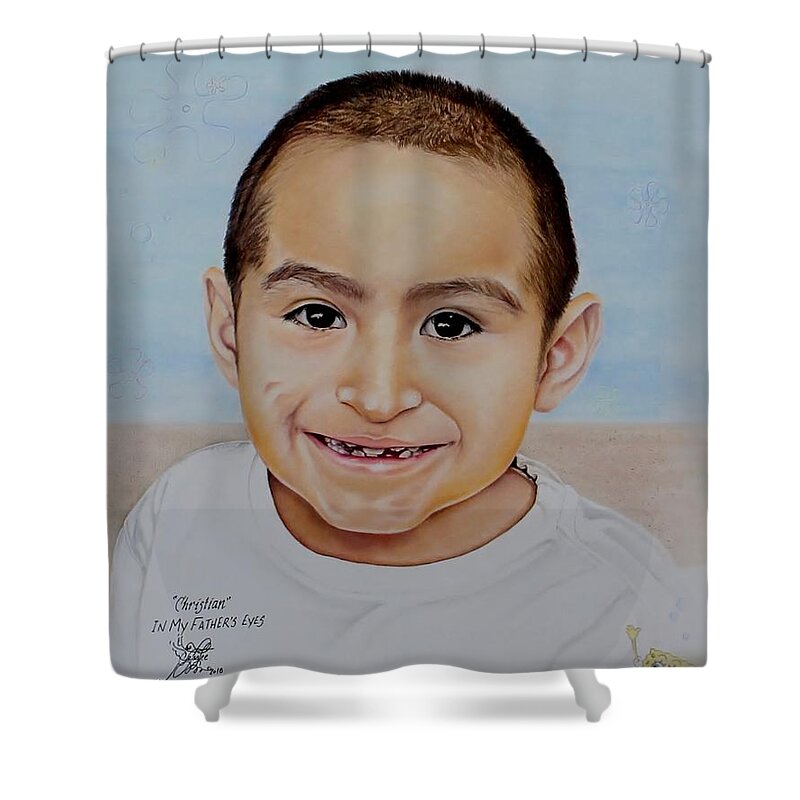 Christian Shower Curtain featuring the pastel Christian by Tess Lee Miller