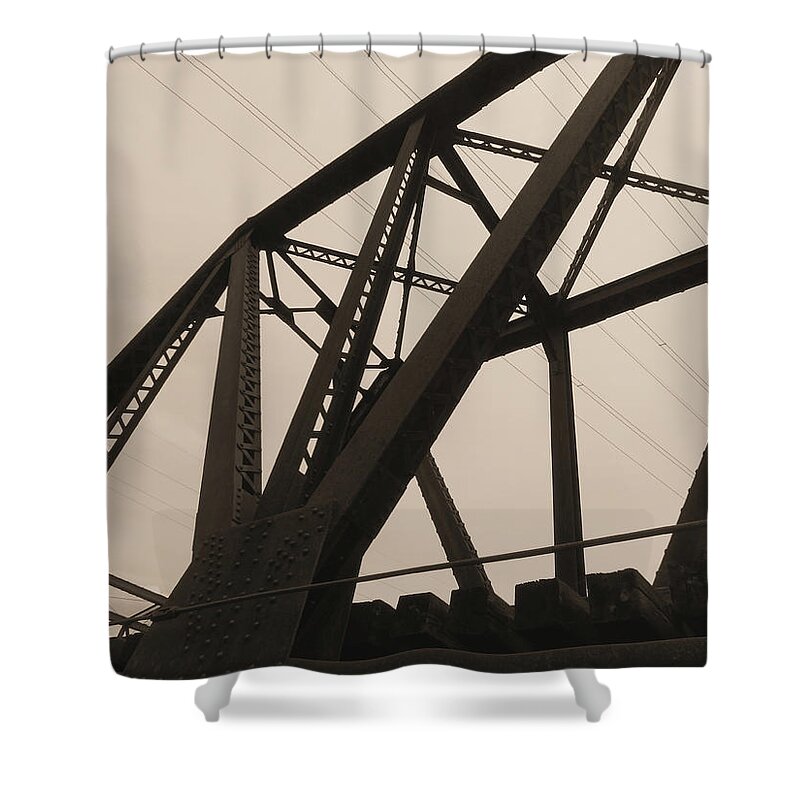 De Shower Curtain featuring the photograph Christina River Bridge #30054 by Raymond Magnani