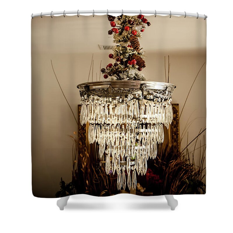 Chandelier Shower Curtain featuring the photograph Christmas Antique Chandelier by KG Thienemann