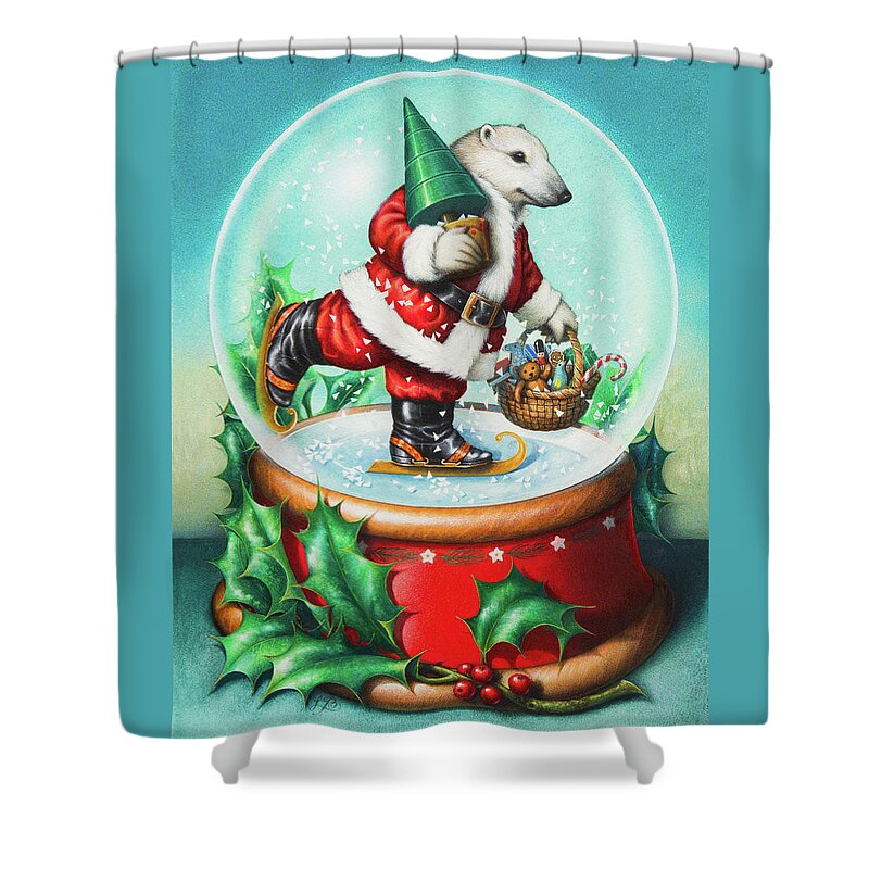 Christmas Shower Curtain featuring the painting Christmas Cheer by Lynn Bywaters