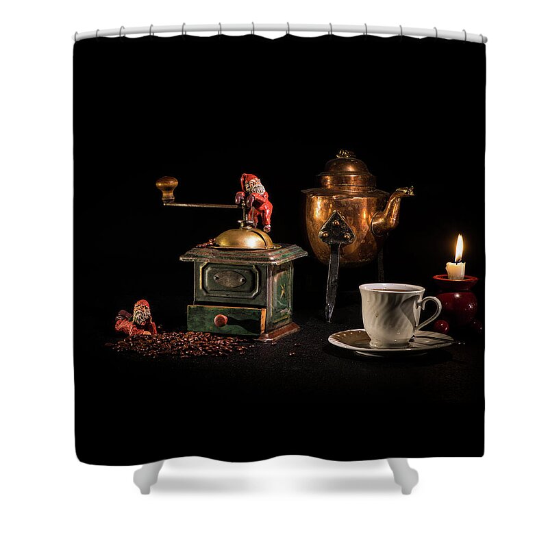 Candlelight Shower Curtain featuring the photograph Christmas Coffee-time by Torbjorn Swenelius