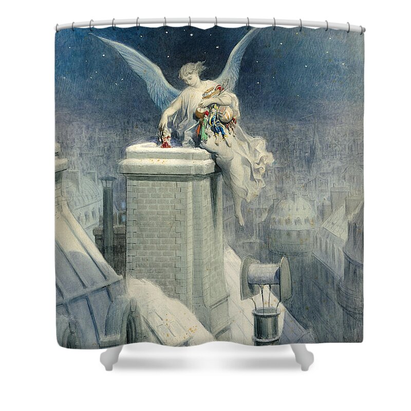 Christmas Shower Curtain featuring the painting Christmas Eve by Gustave Dore