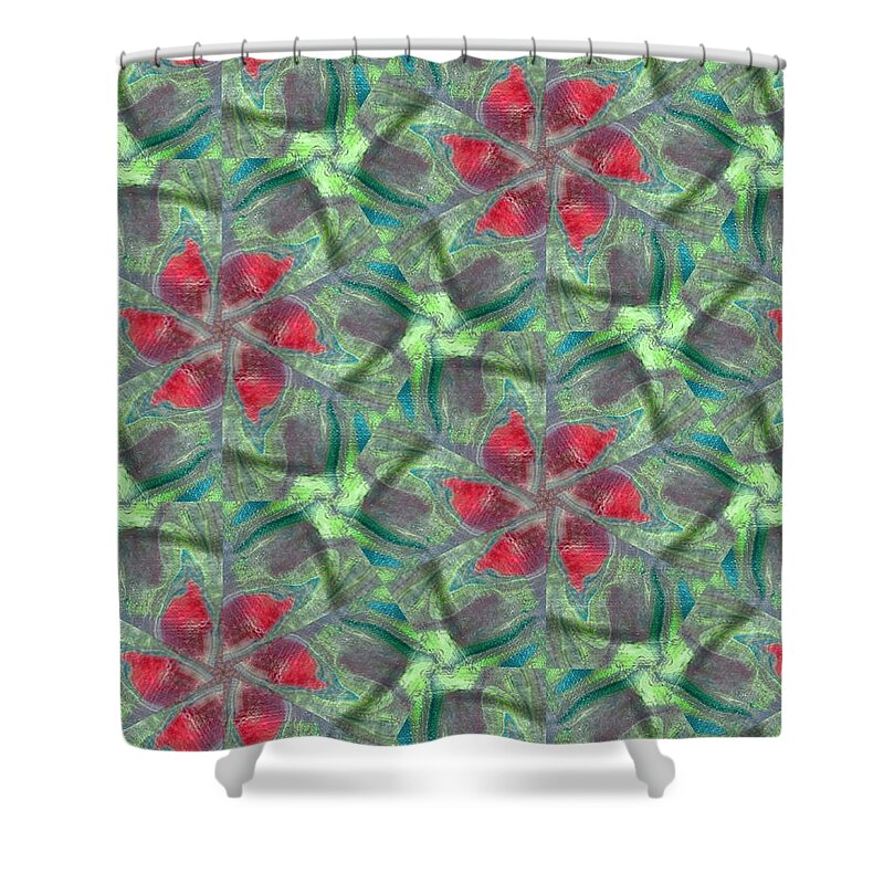 Acrylics Shower Curtain featuring the mixed media Christmas Flowers by Maria Watt