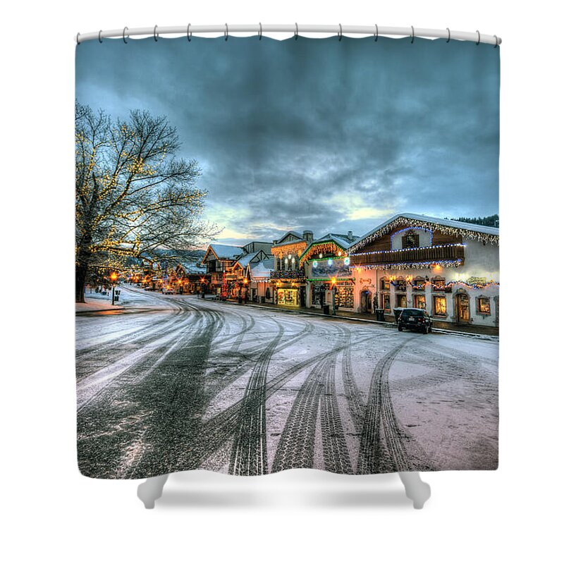 Hdr Shower Curtain featuring the photograph Christmas on Main Street by Brad Granger