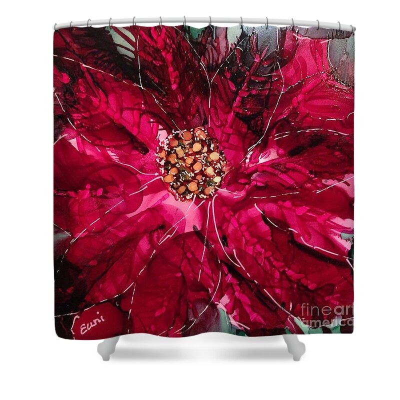 Flower Shower Curtain featuring the painting Christmas Sparkle by Eunice Warfel