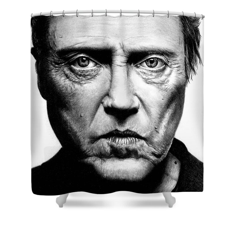 Christopher Walken Shower Curtain featuring the drawing Christopher Walken by Rick Fortson