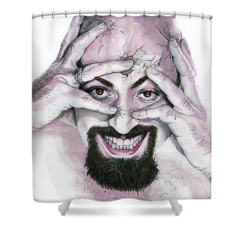 Portrait Shower Curtain featuring the painting Chrysalis? by Matthew Mezo