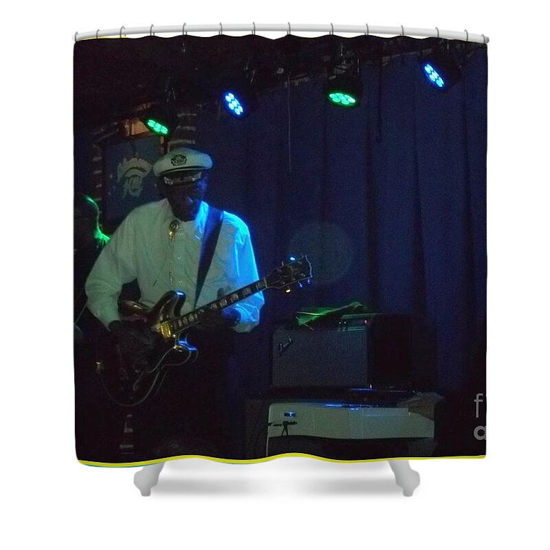  Shower Curtain featuring the photograph Chuck Berry The Godfather of Rock-N-Roll 2 by Kelly Awad
