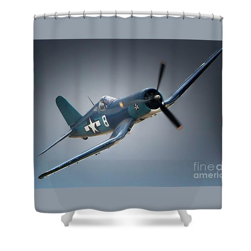 Transportation Shower Curtain featuring the photograph Chuck Wentworths F4U Corsair No.8 by Gus McCrea