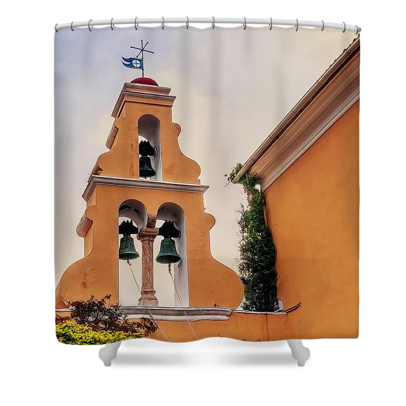 Architecture Shower Curtain featuring the photograph Church Bells by Maria Coulson