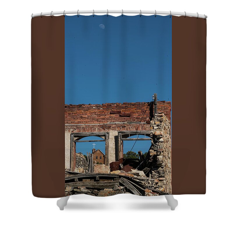Nevada Shower Curtain featuring the photograph Church Ruins 2 Belmont Nevada by Lawrence S Richardson Jr