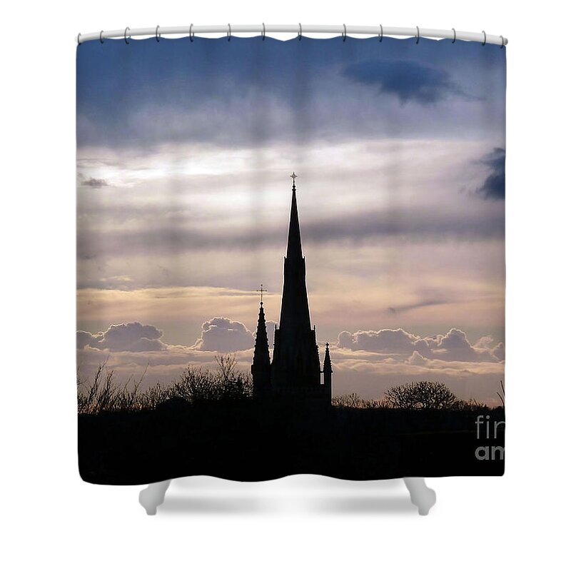 Photography Shower Curtain featuring the photograph Church top silhouette by Francesca Mackenney