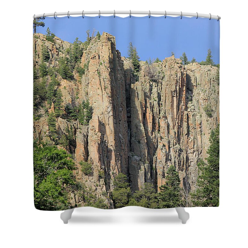 Cliffs Shower Curtain featuring the photograph 2D14258-Cimarron Palisades 6 by Ed Cooper Photography