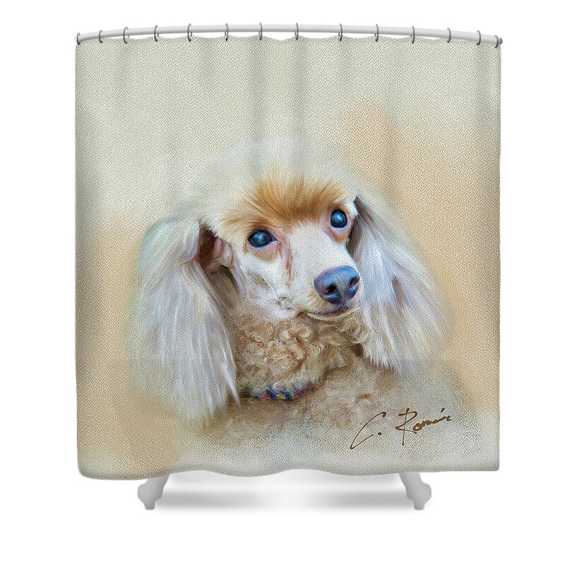 Dog Shower Curtain featuring the digital art Cindy by Charlie Roman