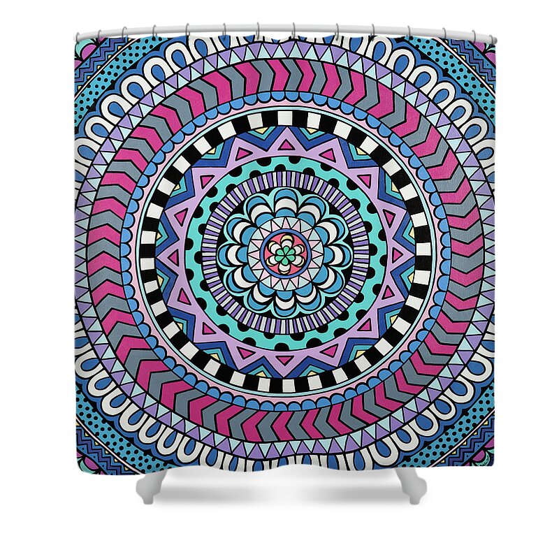 Mandala Shower Curtain featuring the painting Purple Mandala by Beth Ann Scott