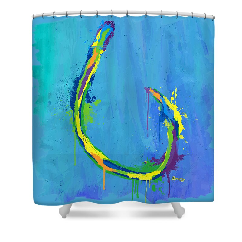 Circle Hook Shower Curtain featuring the digital art Circle Hook by Kevin Putman