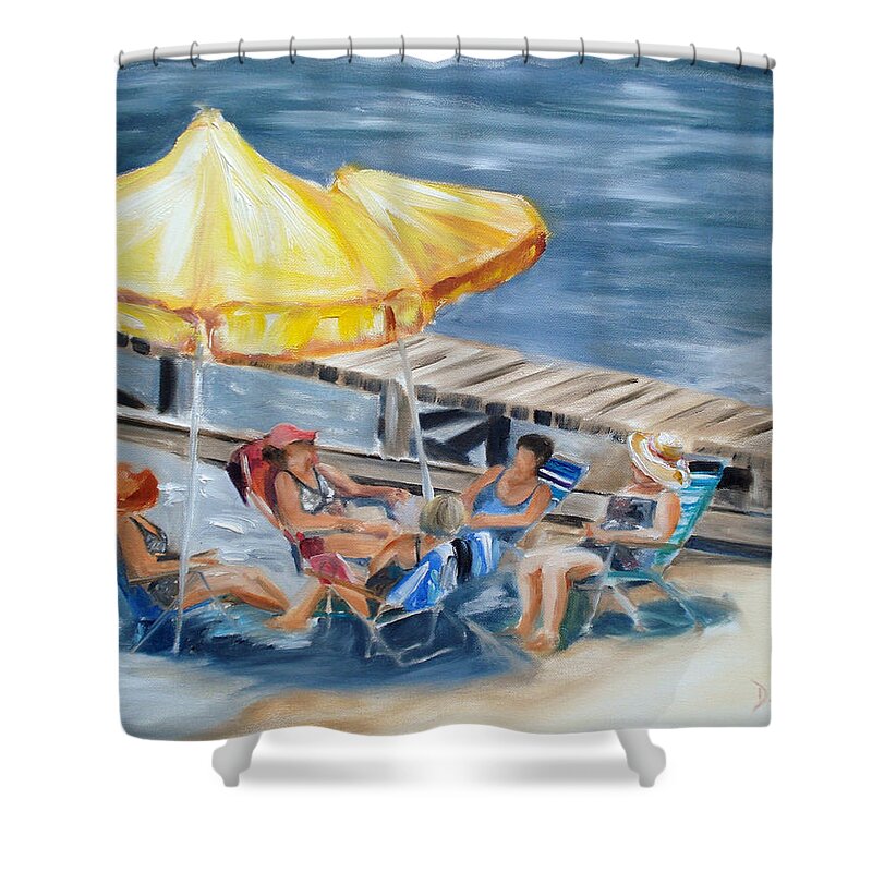 Lady Shower Curtain featuring the painting Circle of Friends by Donna Tuten