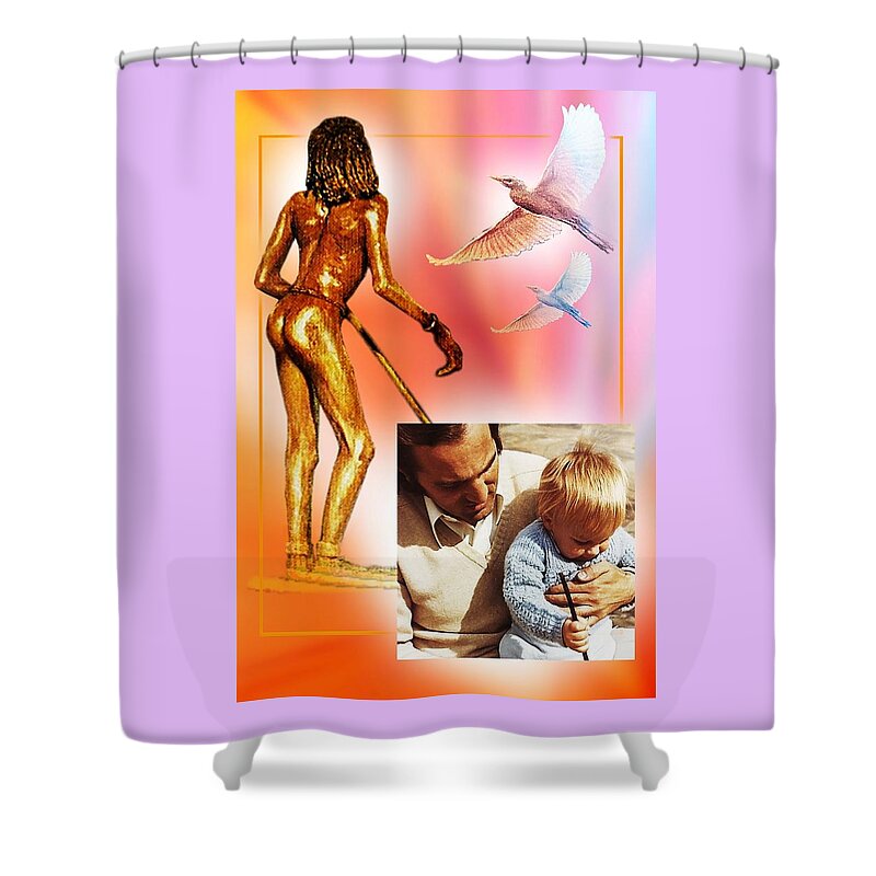 Life Shower Curtain featuring the mixed media CIRCLE of LIFE by Hartmut Jager