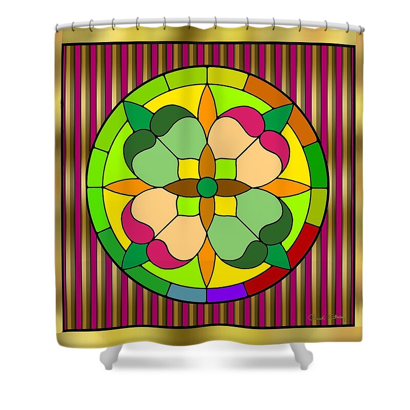 Circle On Bars 2 Shower Curtain featuring the digital art Circle on Bars 2 by Chuck Staley