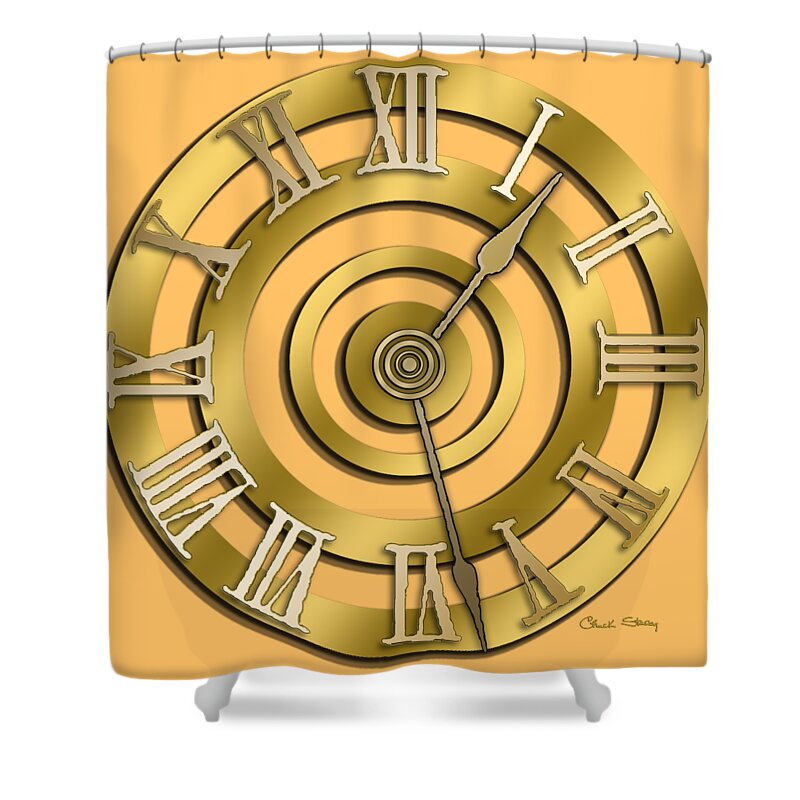 Clock And Circle Shower Curtain featuring the digital art Circular Clock Design by Chuck Staley