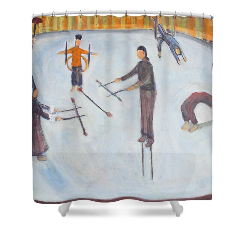 Circus Series Shower Curtain featuring the painting circus I by Nandu Vadakkath