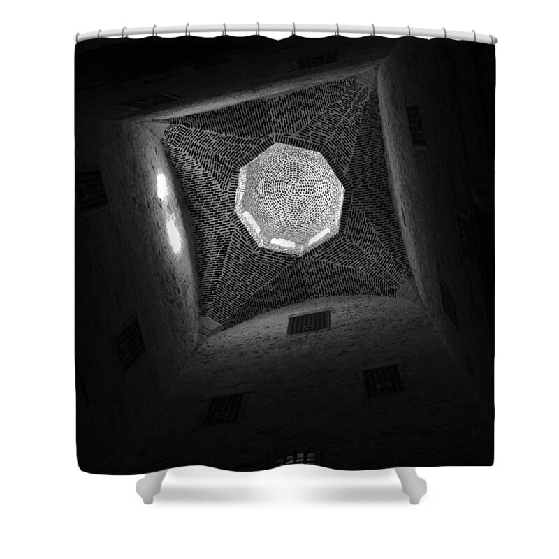Citadel Shower Curtain featuring the photograph Citadel Dome of Alex bw by Donna Corless