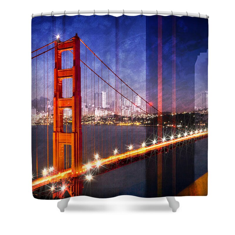 America Shower Curtain featuring the photograph City Art Golden Gate Bridge Composing by Melanie Viola